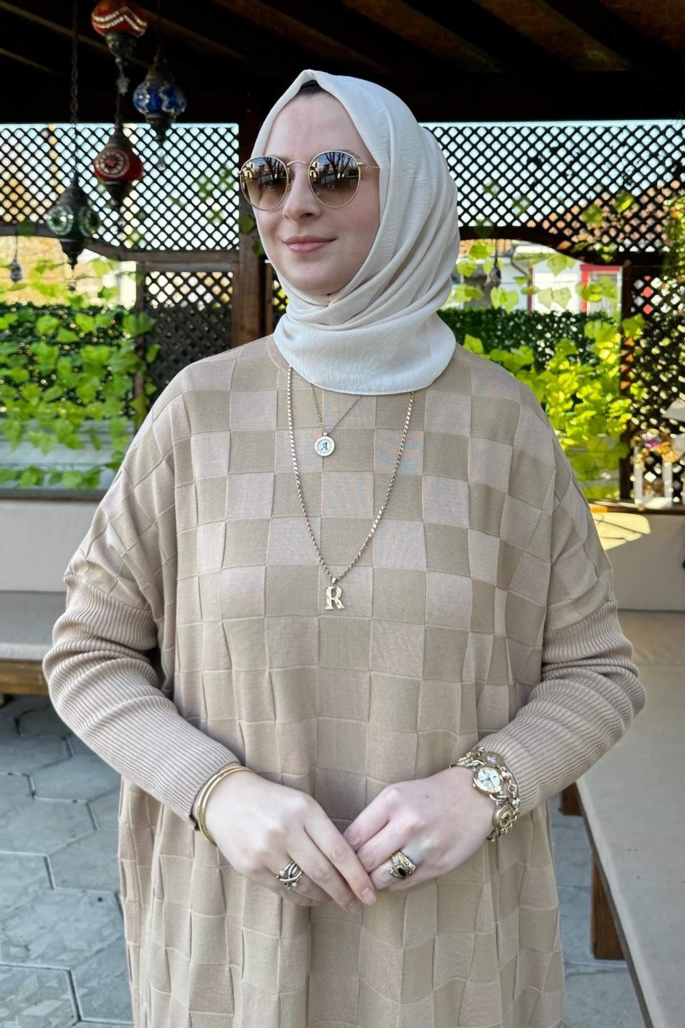 Rabia Şamlı Arzu Triko Tunik Bej görsel 2