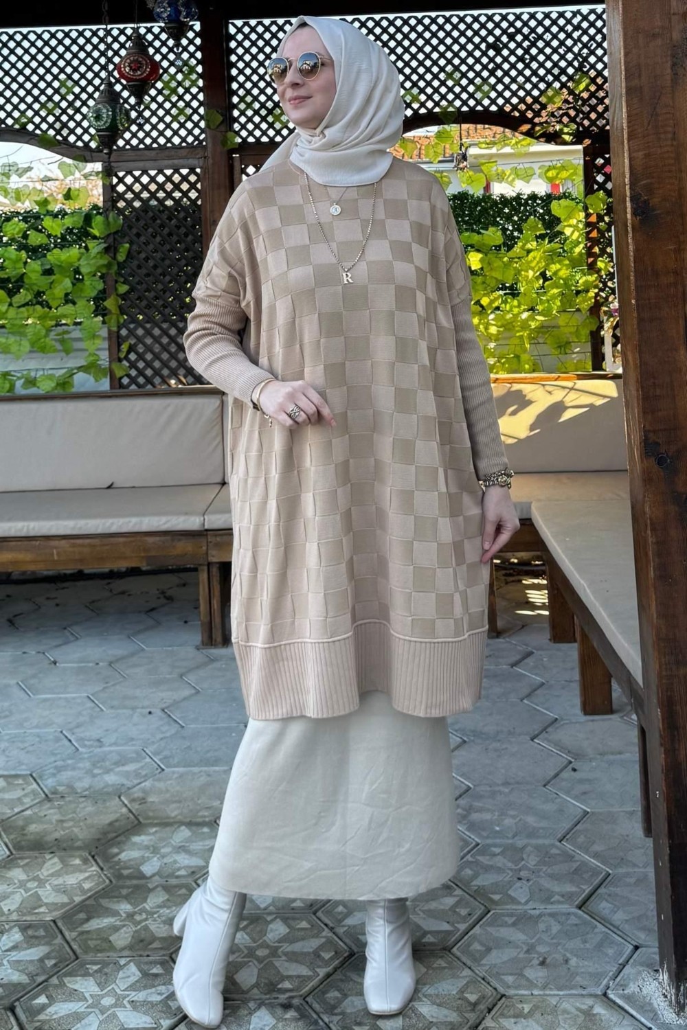 Rabia Şamlı Arzu Triko Tunik Bej görsel 3