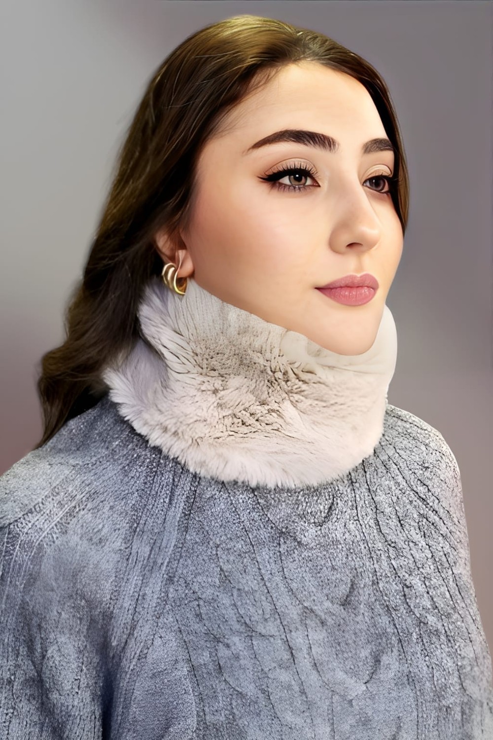 Tezzgelsin Kadın Vegan Kürk Boyunluk Bandana görsel 7
