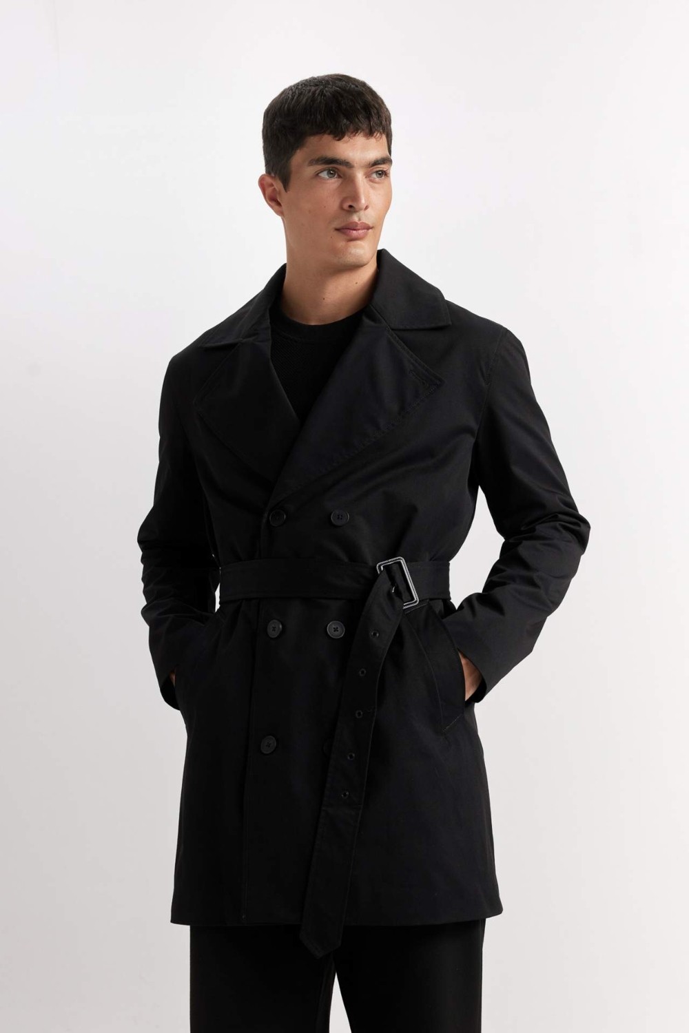 DeFacto Slim Fit Dar Kesim Düğmeli Kemerli Trençkot D5528AX25SP