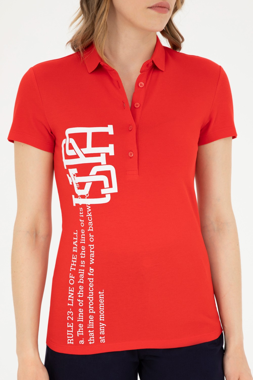 U.S. Polo Assn. Kadın Kırmızı Polo Yaka Tişört 50282889-VR030 görsel 6