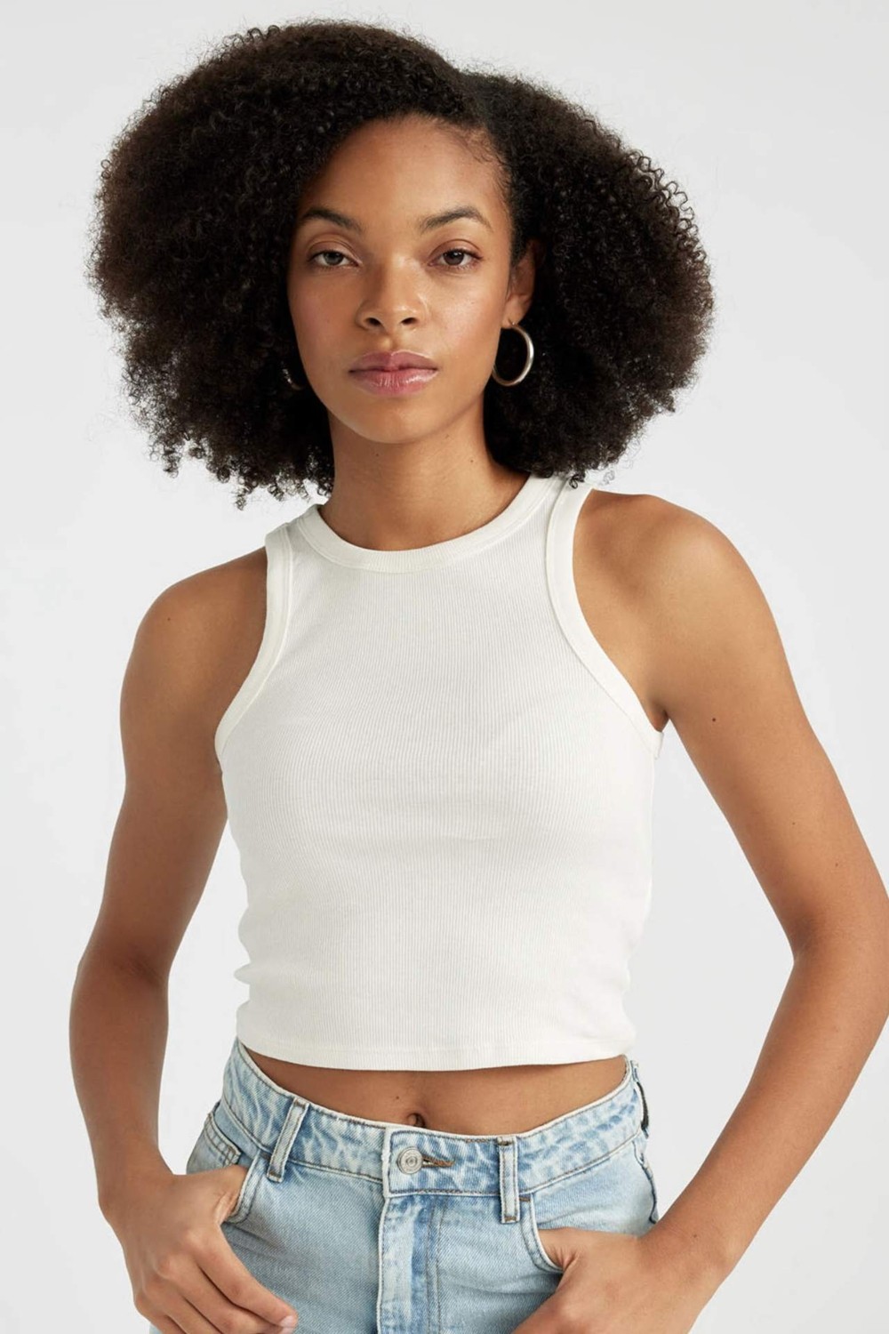 DeFacto Fitted Halter Yaka Fitilli Kaşkorse Basic Atlet U0357AZ24SM