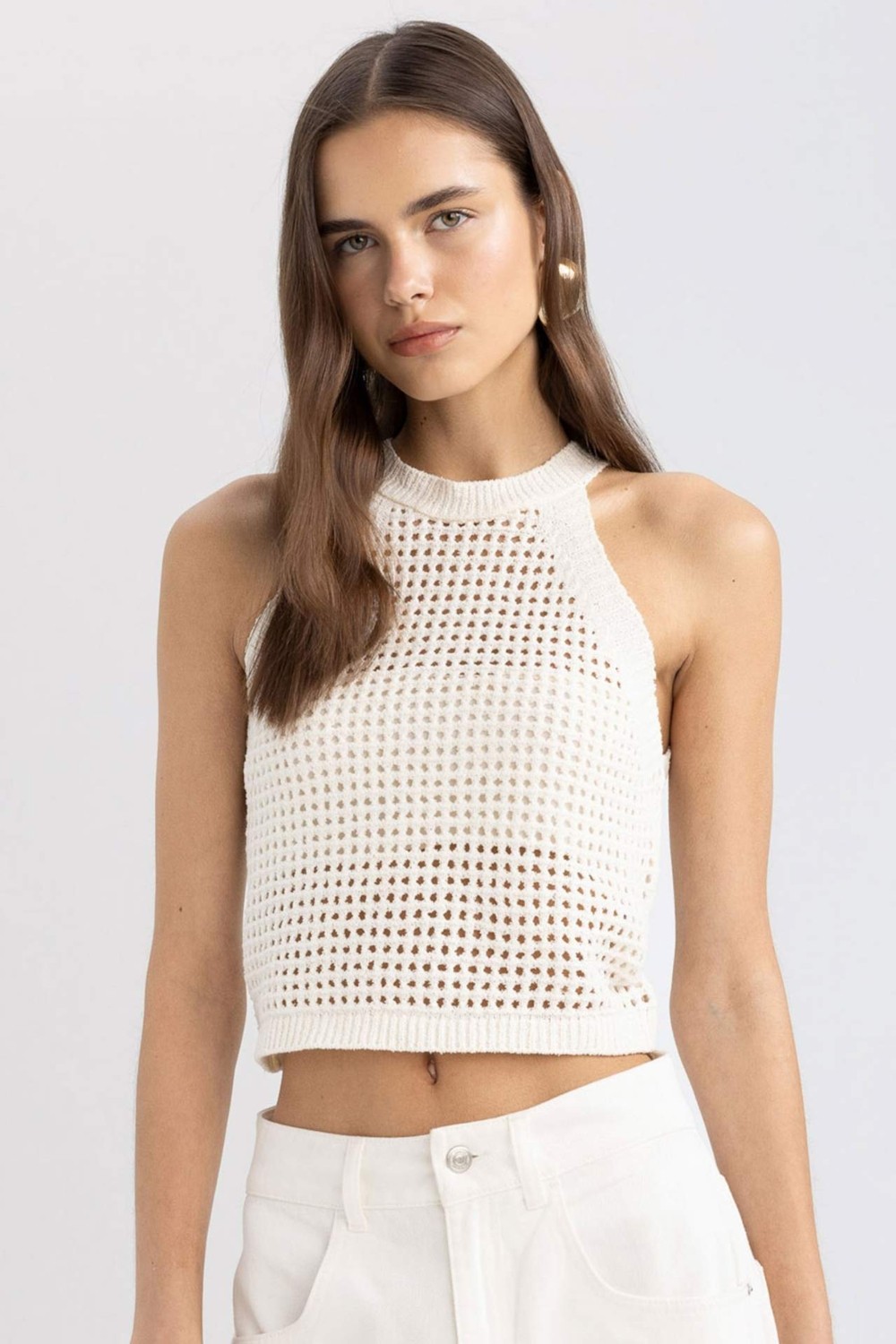 DeFacto Crop Halter Yaka Ajur Triko Atlet C4589AX24SM