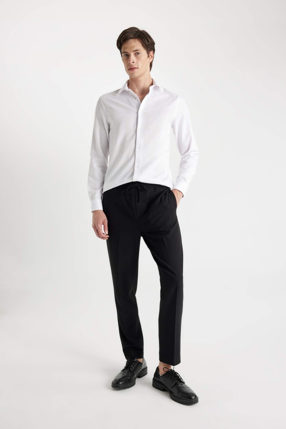 DeFacto Modern Fit Polo Yaka Poplin Uzun Kollu Gömlek R4340AZNS görsel 2