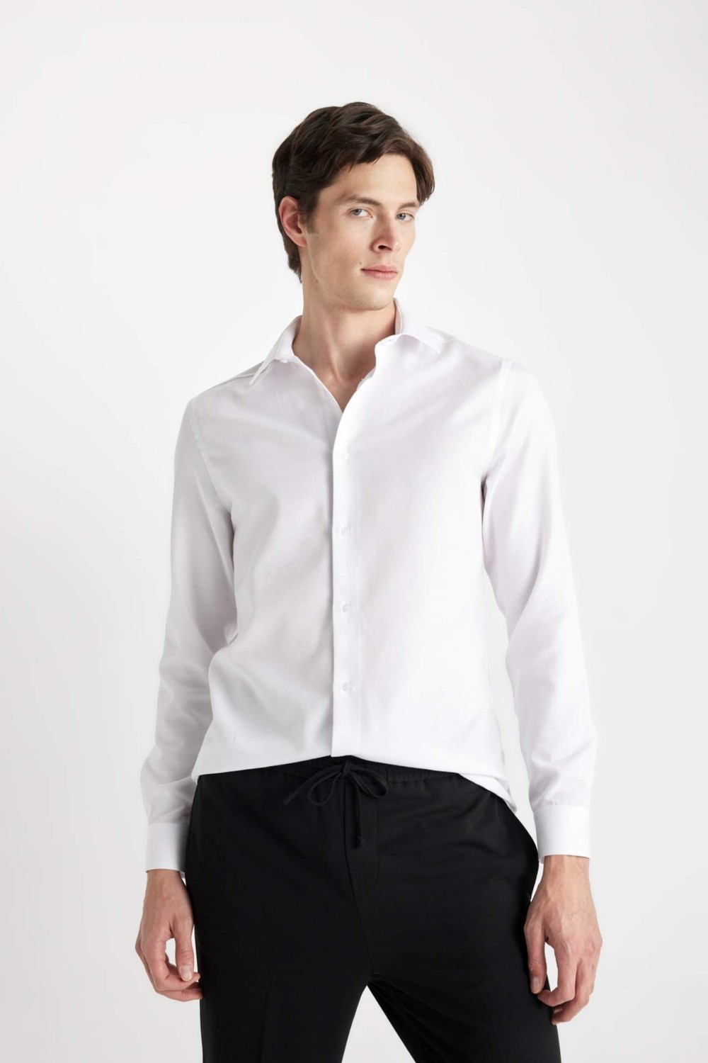 DeFacto Modern Fit Polo Yaka Poplin Uzun Kollu Gömlek R4340AZNS görsel 4
