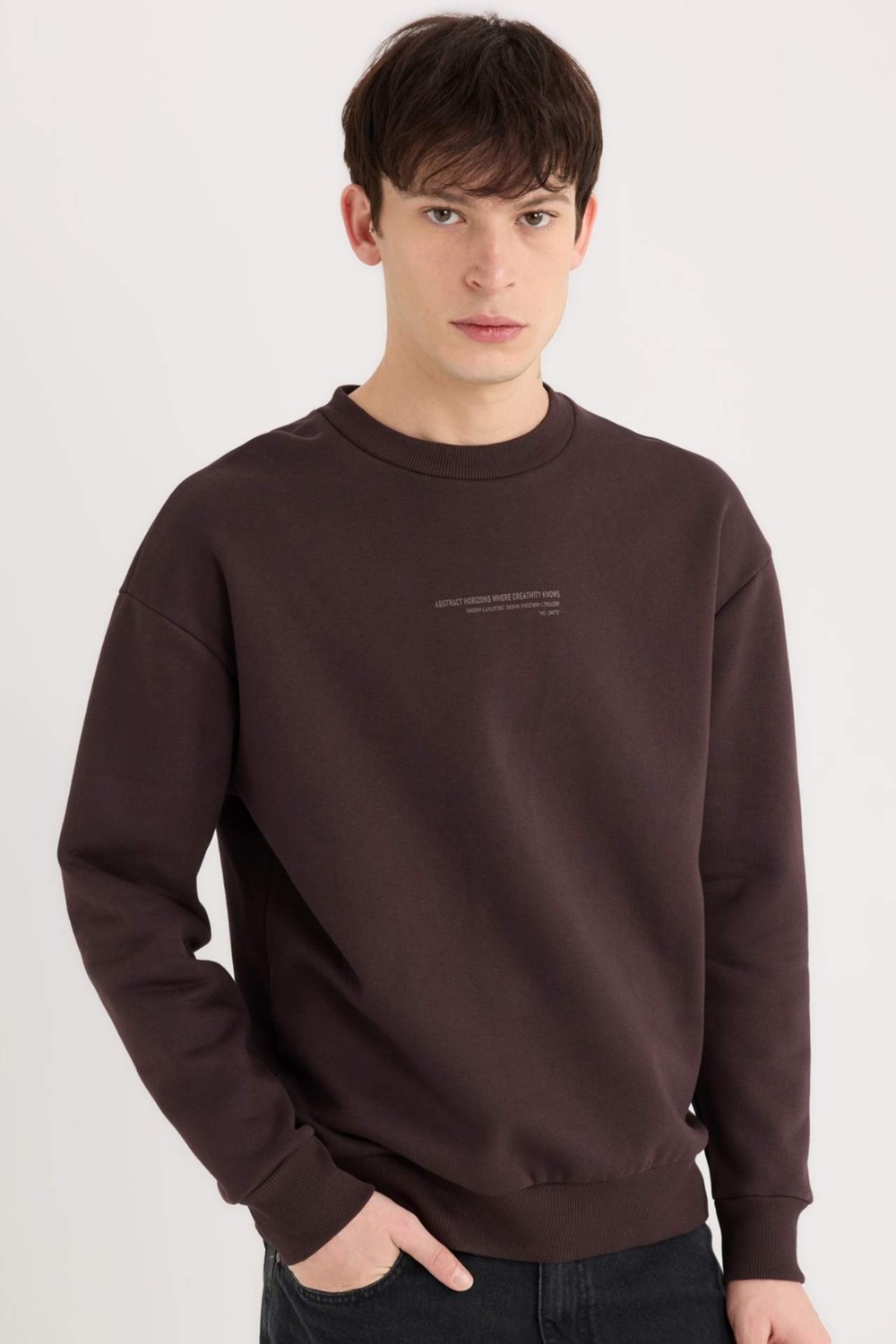 DeFacto Boxy Fit Bisiklet Yaka Baskılı Sweatshirt X8282AZ24AU