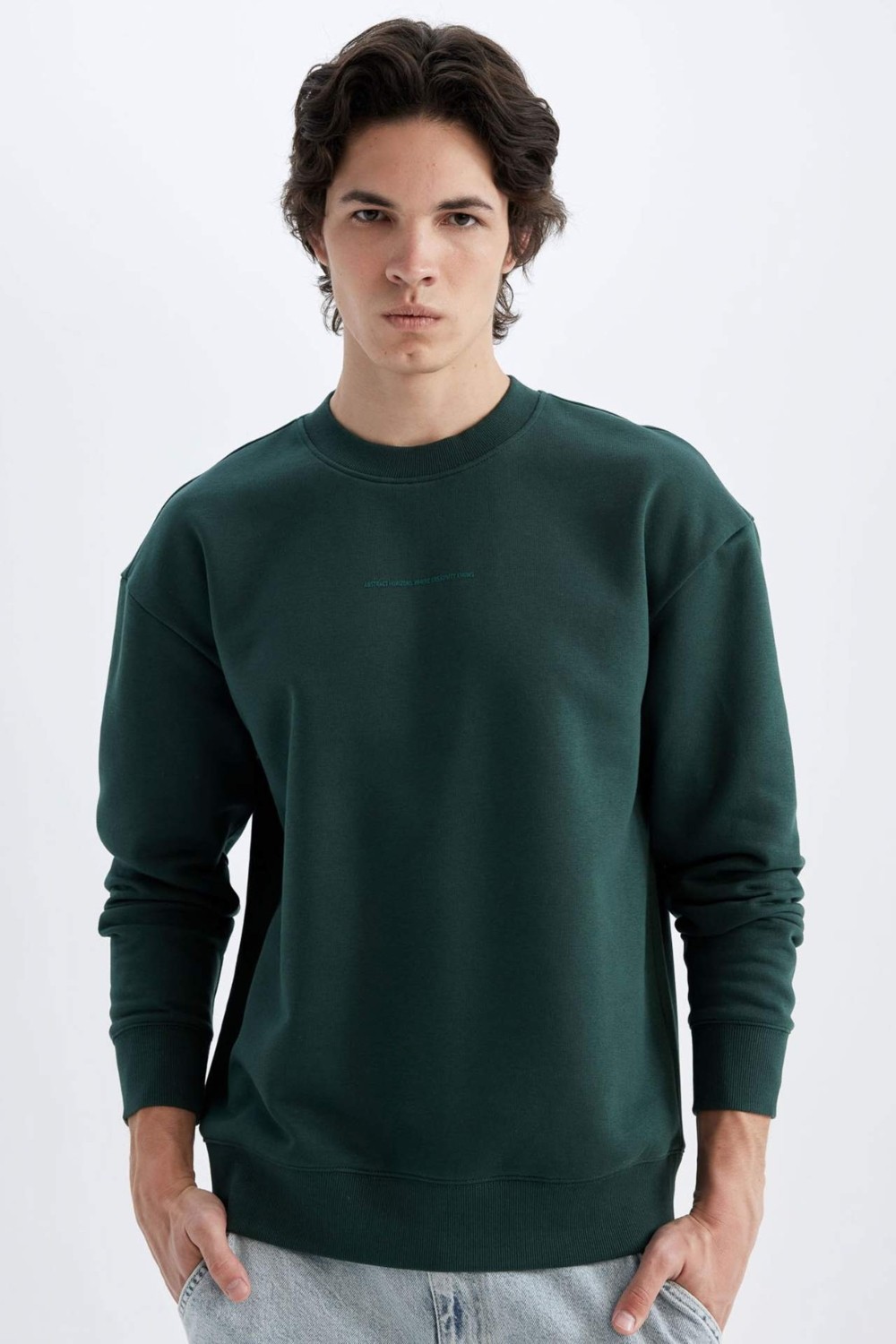 DeFacto Boxy Fit Bisiklet Yaka Baskılı Sweatshirt X8282AZ24AU