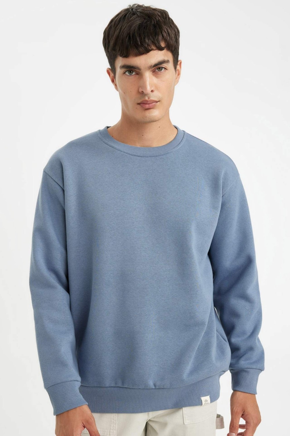 DeFacto Oversize Geniş Kalıp Bisiklet Yaka Kalın Basic Düz Sweatshirt T5139AZ24AU