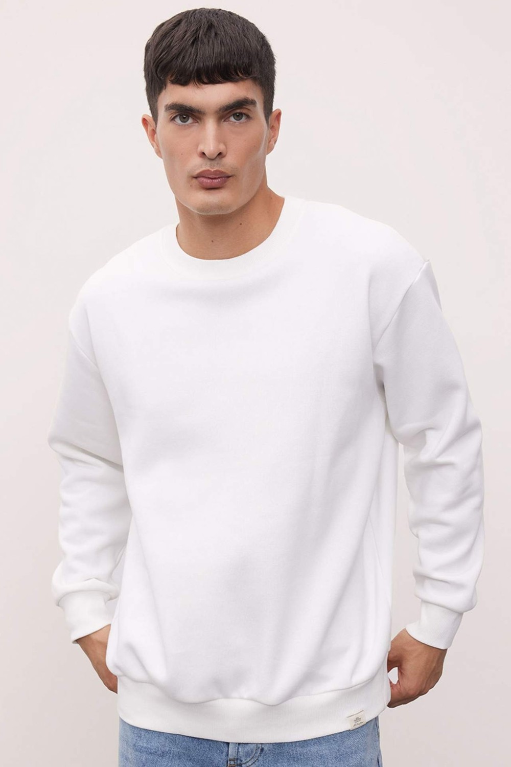DeFacto Oversize Geniş Kalıp Bisiklet Yaka Kalın Basic Düz Sweatshirt T5139AZ24AU
