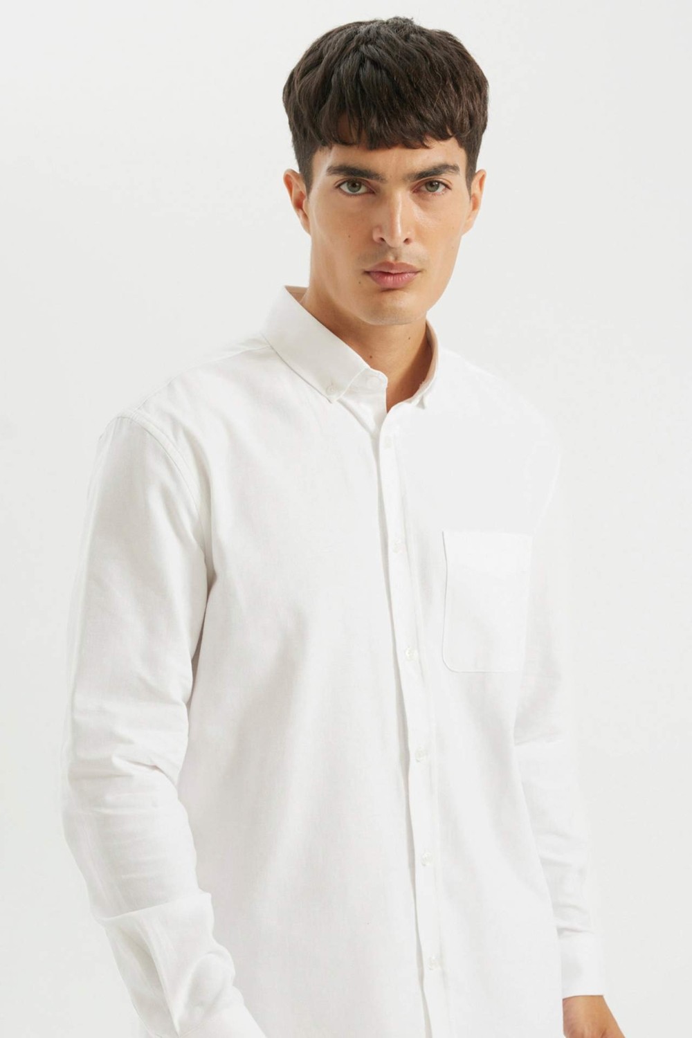 DeFacto %100 Pamuk Regular Fit Polo Yaka Oxford Basic Uzun Kollu Gömlek A8028AX24AU