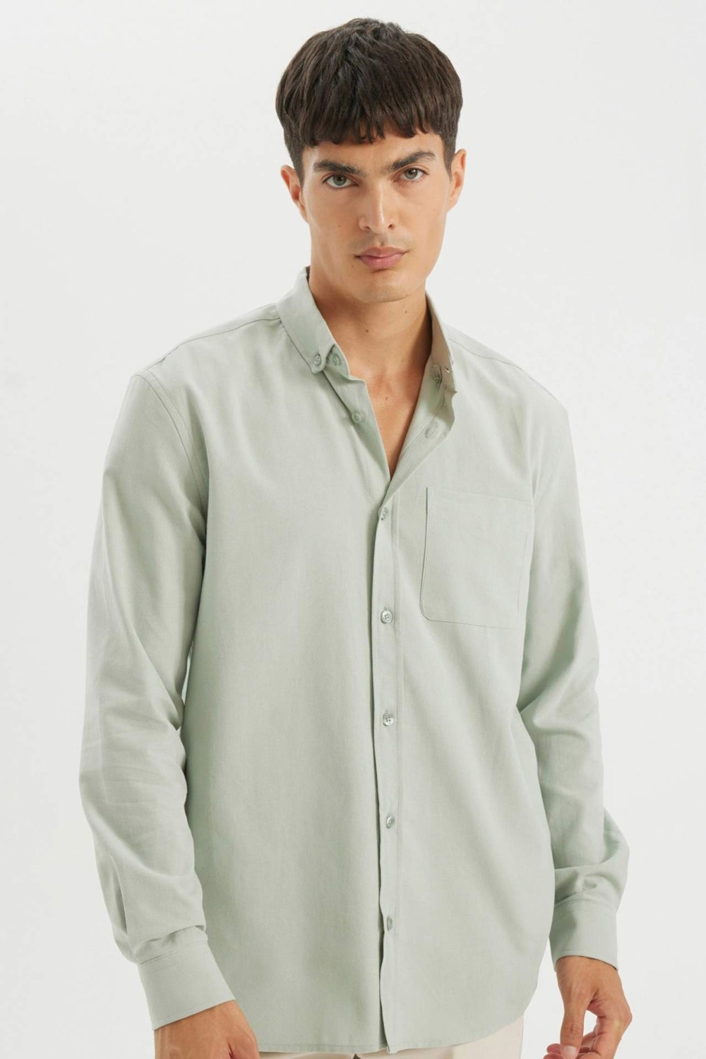 DeFacto %100 Pamuk Regular Fit Polo Yaka Oxford Basic Uzun Kollu Gömlek A8028AX24AU