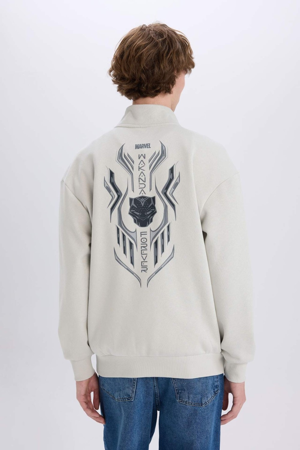DeFacto Marvel Boxy Fit Dik Yaka Fermuarlı Sırt Baskılı Sweatshirt D6771AX25SP