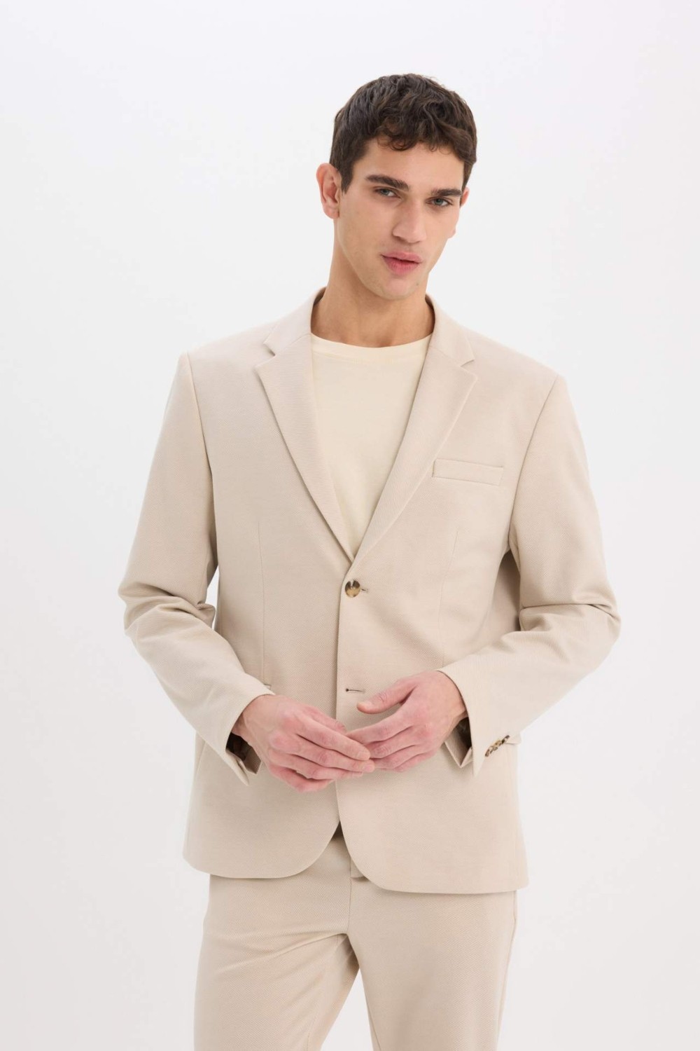 DeFacto Modern Fit Astarlı Düğmeli Blazer Ceket C5990AX25SP görsel 3
