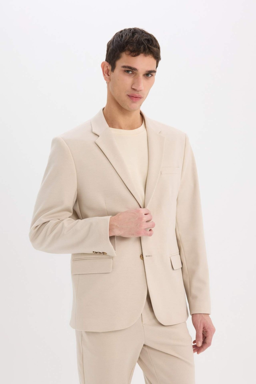DeFacto Modern Fit Astarlı Düğmeli Blazer Ceket C5990AX25SP görsel 4