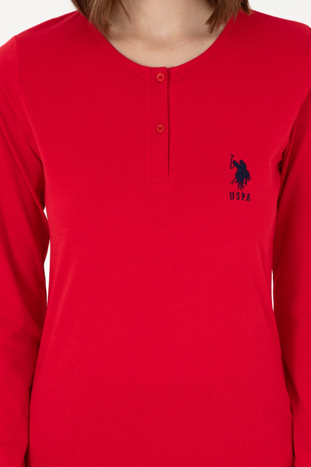 U.S. Polo Assn. Kadın Kırmızı Pijama Takımı 50303412-VR030 görsel 6