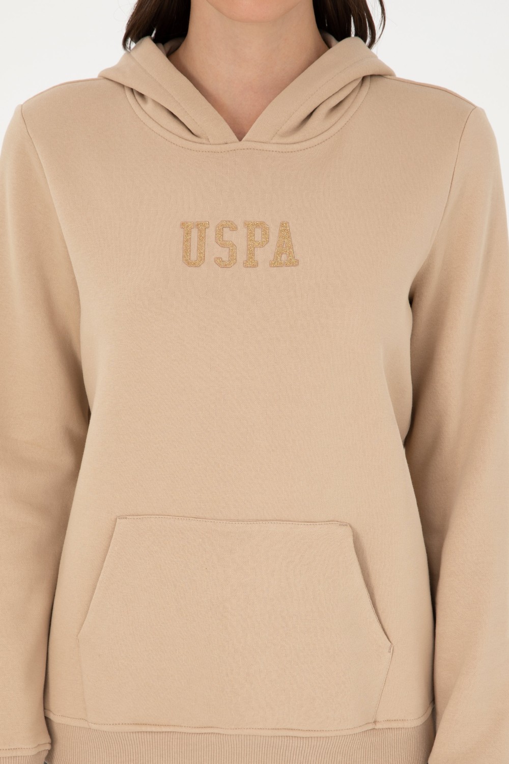 U.S. Polo Assn. Kadın Kum Basic Kapüşonlu Sweatshirt 50289536-VR085 görsel 6