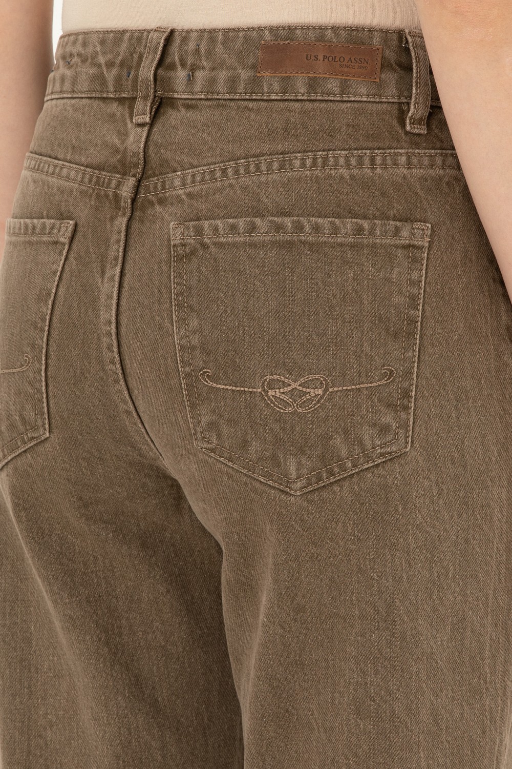 U.S. Polo Assn. Kadın Açık Kahverengi Loose Fit Jean Pantolon 50290891-VR002 görsel 6