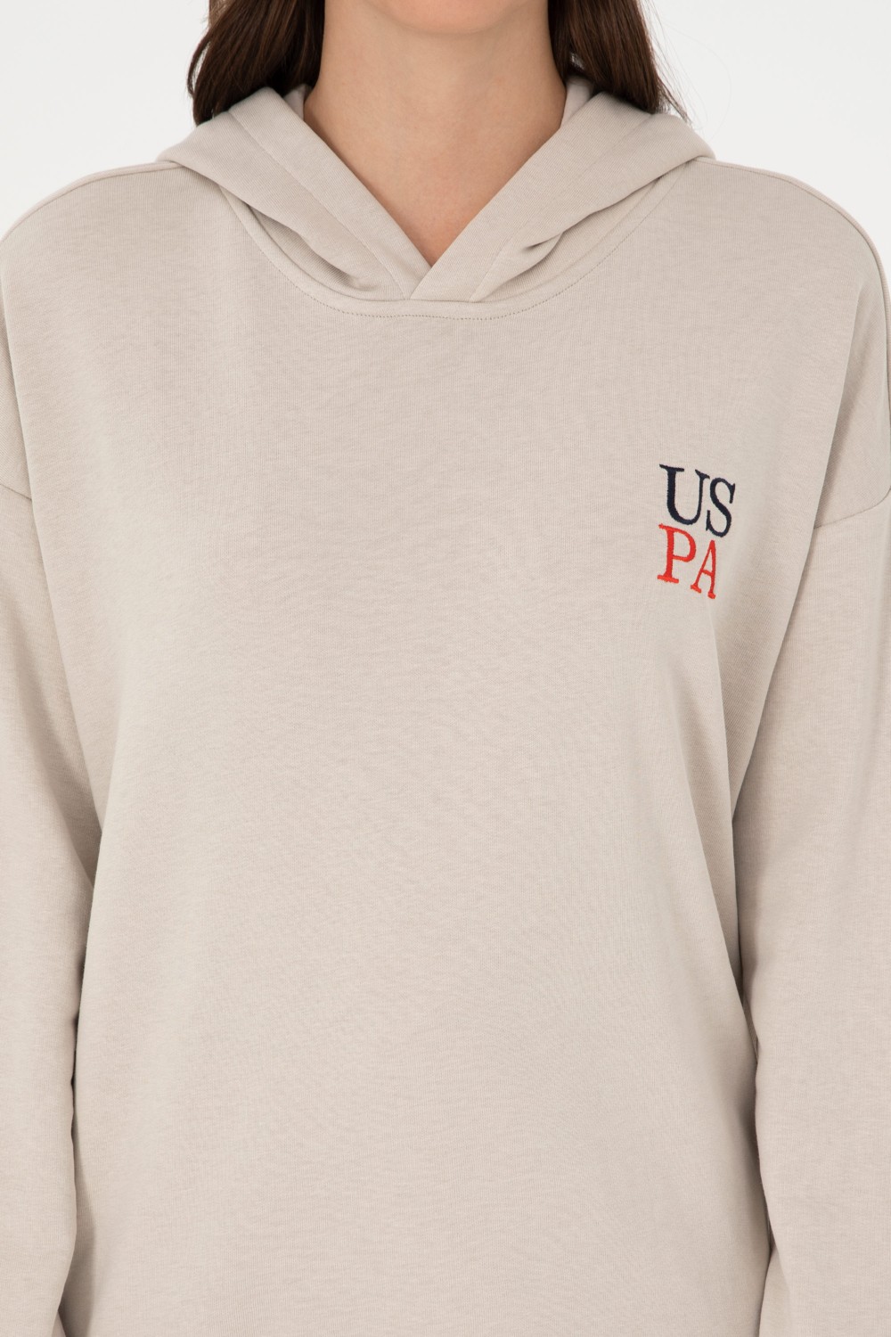 U.S. Polo Assn. Kadın Taş Kapüşonlu Sweatshirt 50291265-VR049 görsel 6