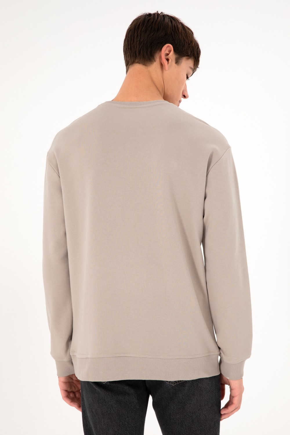 U.S. Polo Assn. Erkek Comfort Fit Bisiklet Yaka Siyah Basic Sweatshirt 50293420-VR046 görsel 6