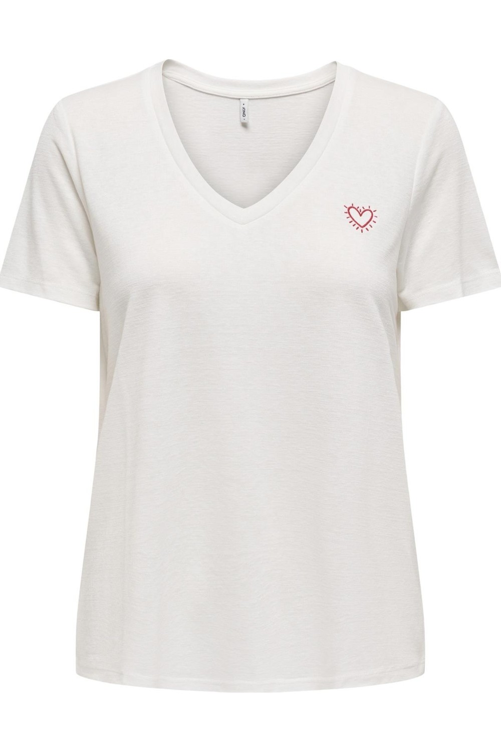 Dilvin Onlnew Belle S/s Love V-Neck Top Box Jrs P.beyaz görsel 2