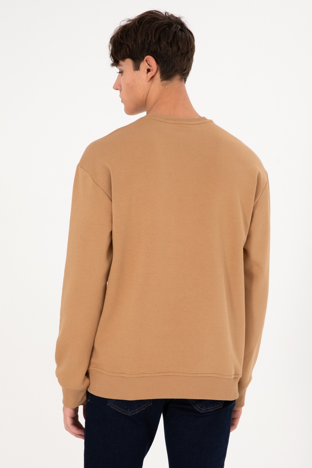 U.S. Polo Assn. Erkek Bisiklet Yaka Gri Melanj Basic Şardonlu Sweatshirt 50295148-VR086 görsel 6