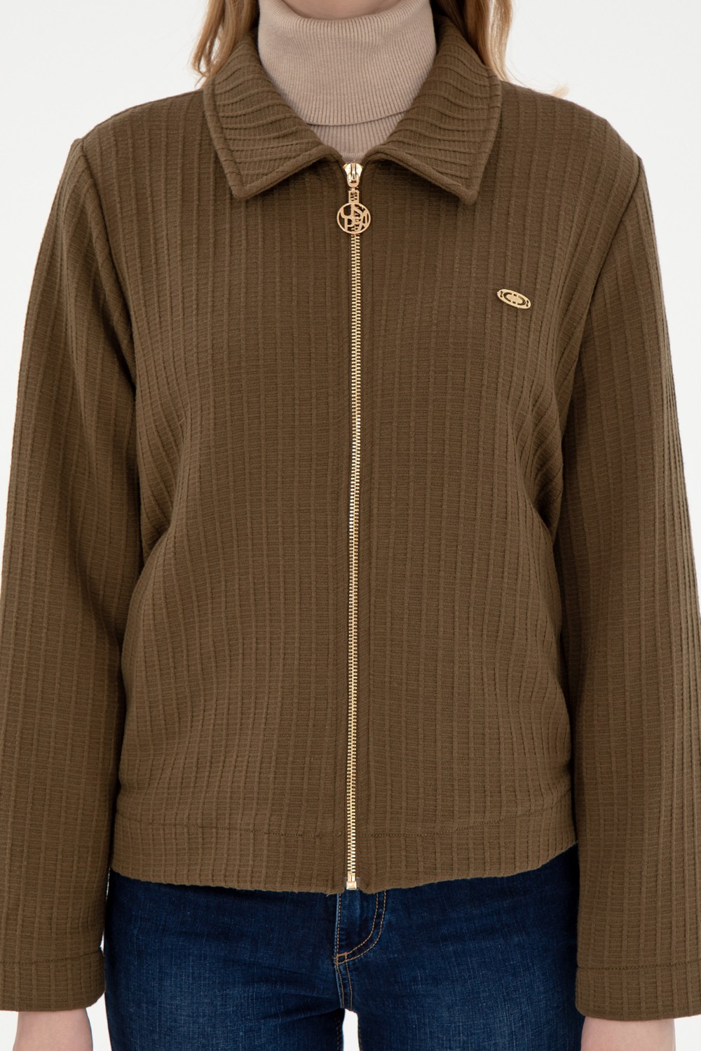 U.S. Polo Assn. Kadın Lacivert Fermuarlı Polo Yaka Sweatshirt 50295811-VR033 görsel 6