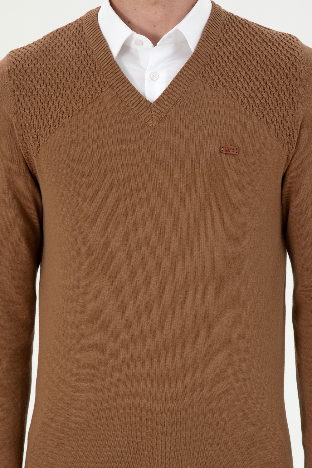 U.S. Polo Assn. Erkek Slim Fit V Yaka Antrasit Melanj Kazak 50297063-VR081 görsel 6