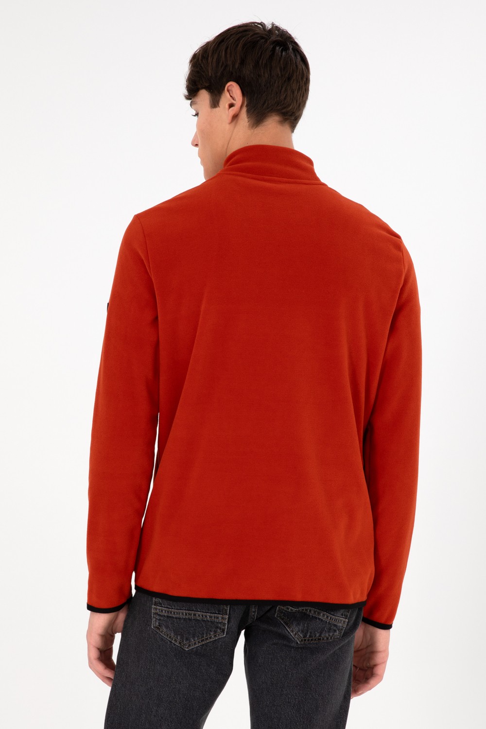 U.S. Polo Assn. Erkek Yarım Fermuarlı Haki Basic Polar Sweatshirt 50298085-VR027 görsel 6