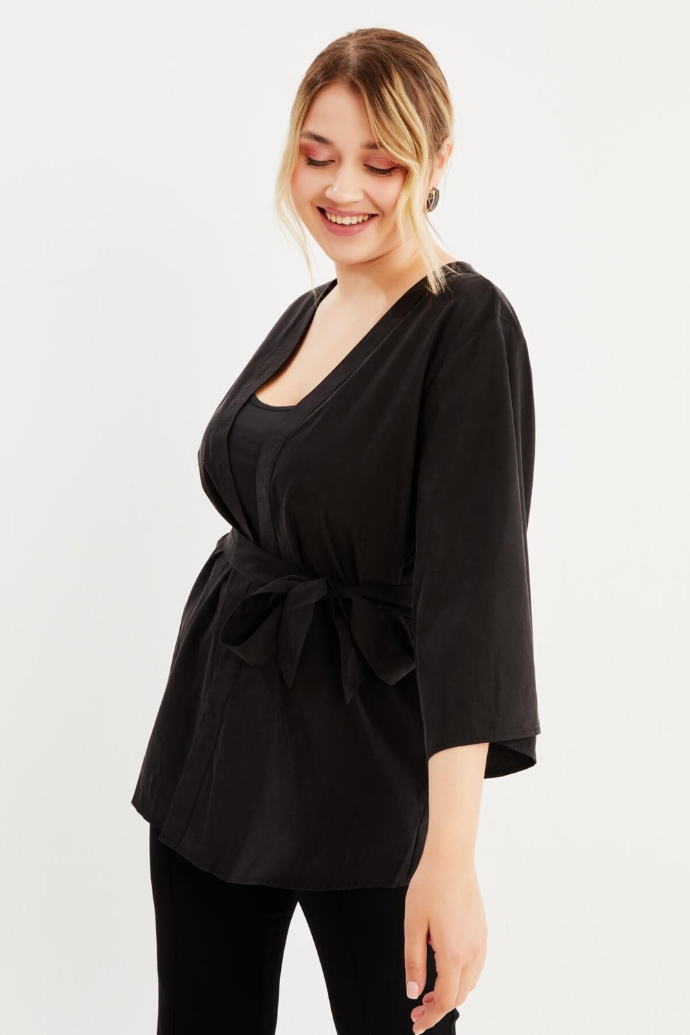 Myline Kuşak Detaylı Kimono görsel 2