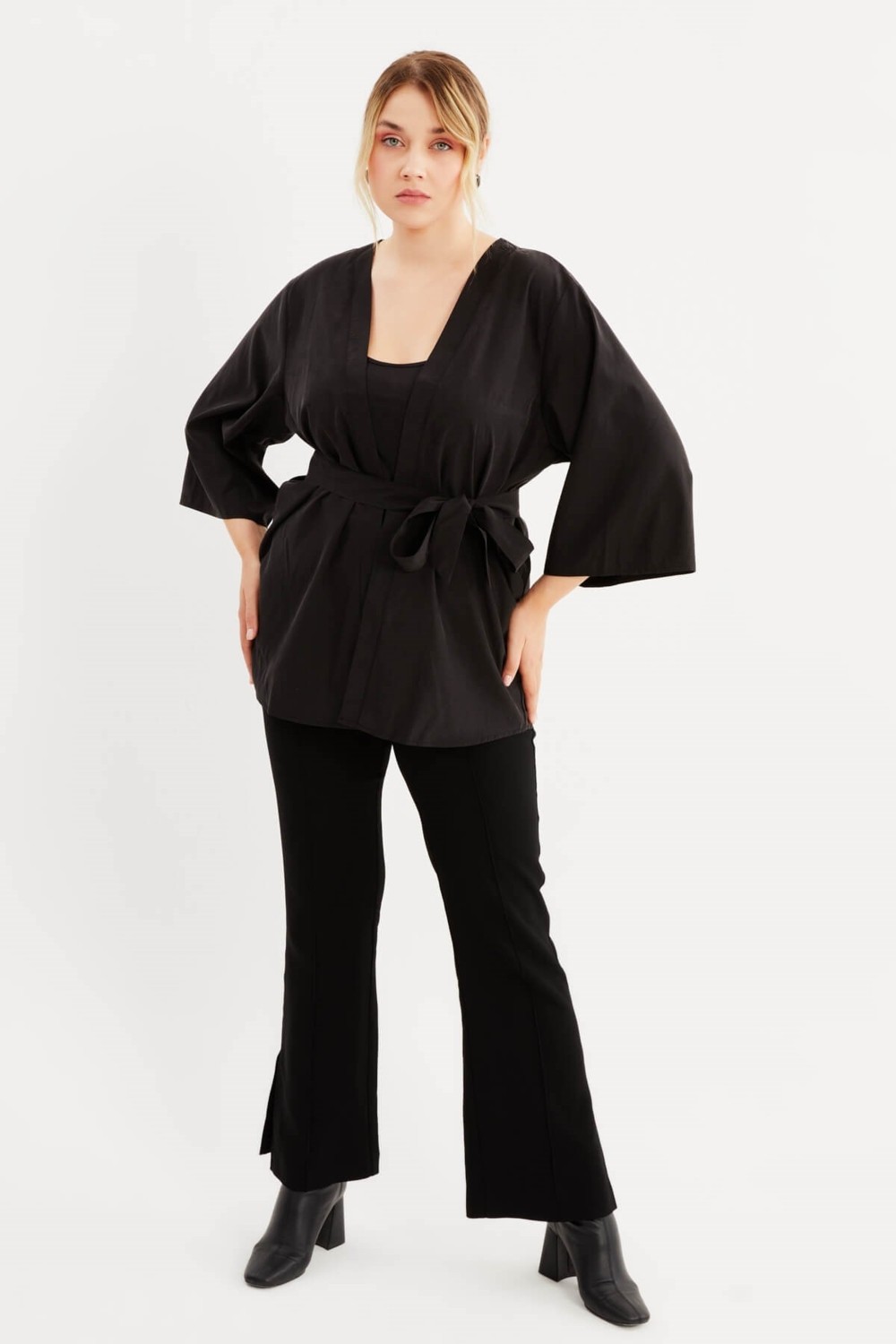 Myline Kuşak Detaylı Kimono görsel 3