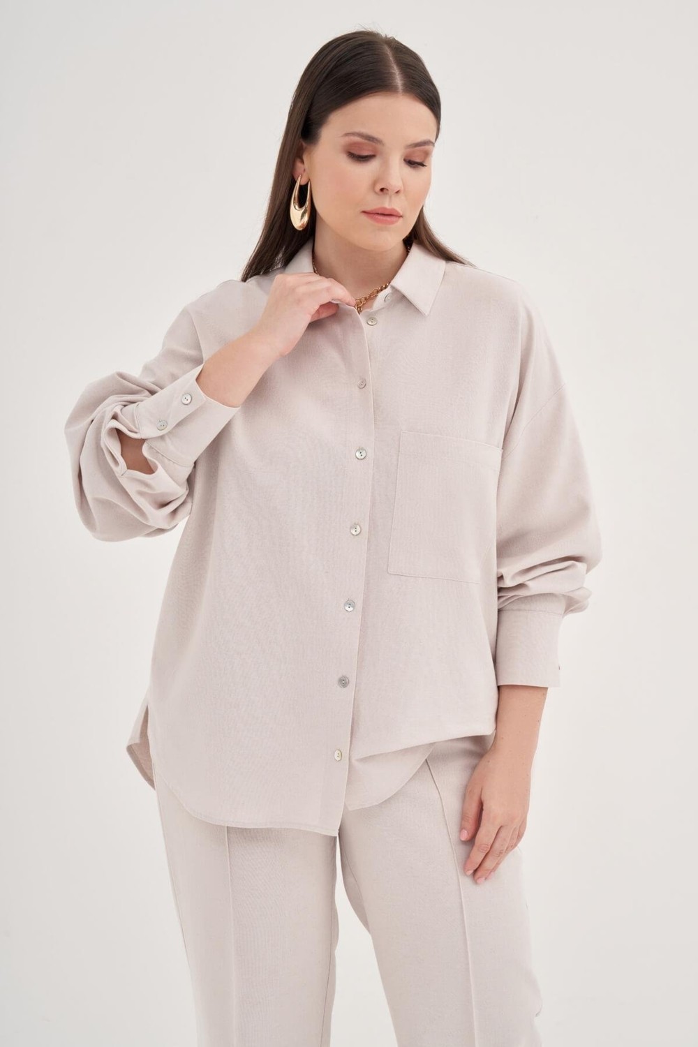 Myline Cepli Keten Gömlek görsel 6