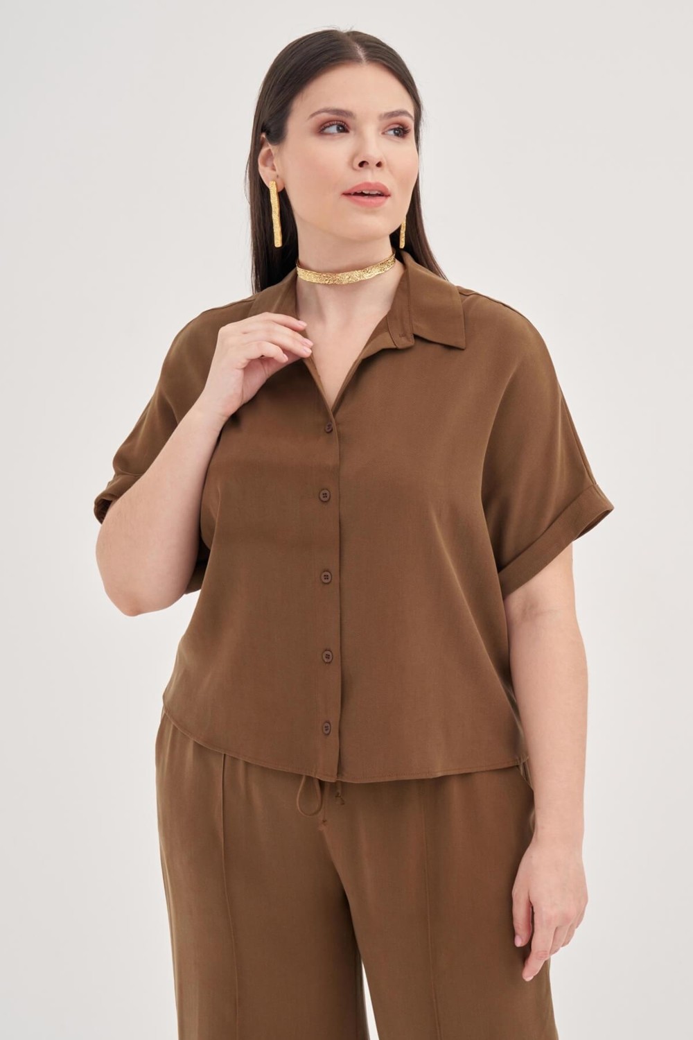 Myline Kısa Kollu Oversize Gömlek görsel 6