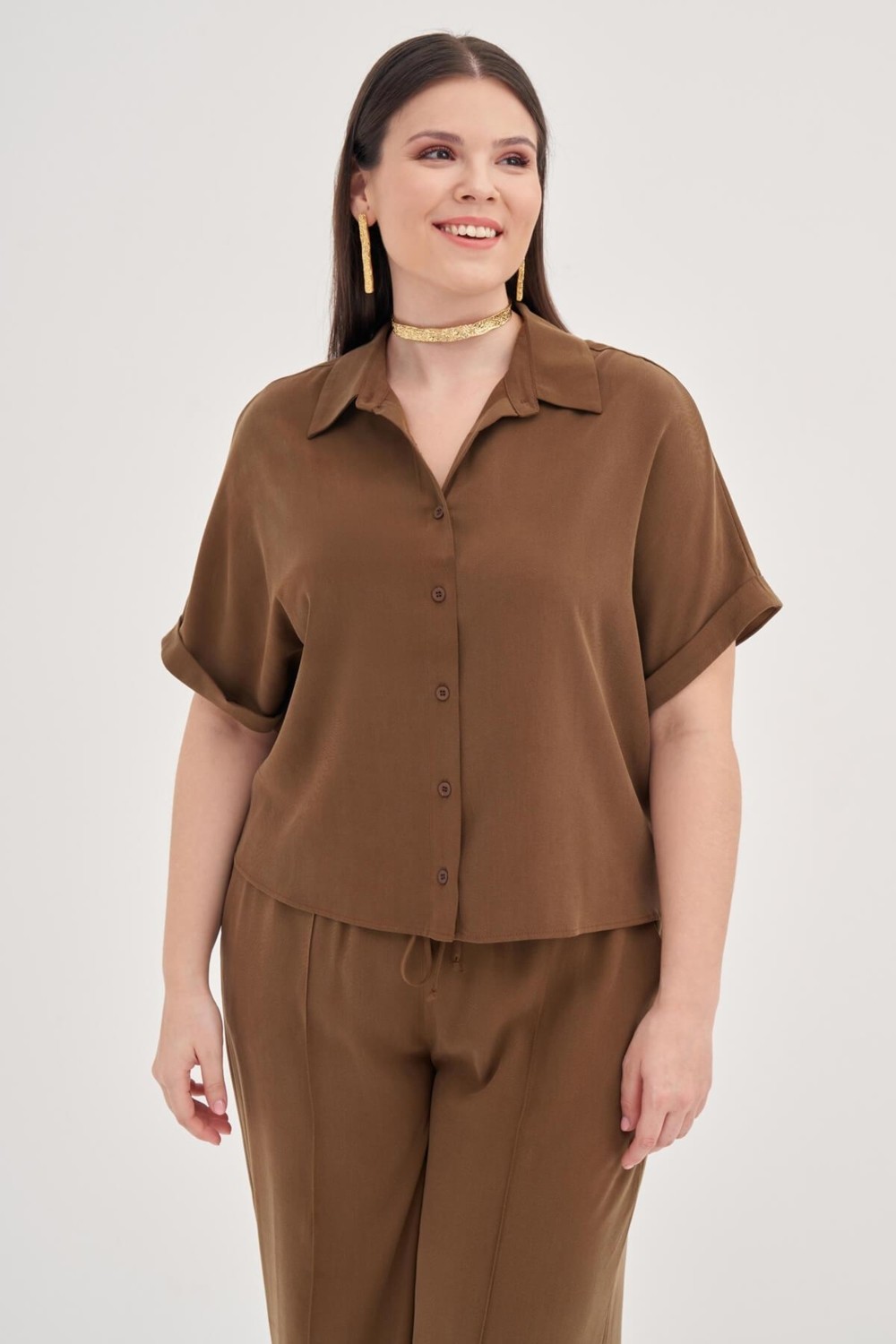 Myline Kısa Kollu Oversize Gömlek görsel 8