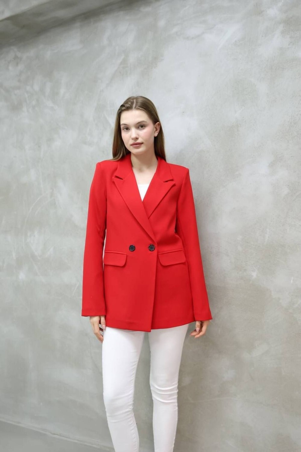 Suxircnhtmts Kadın Tek Düğmeli Blazer Ceket görsel 6