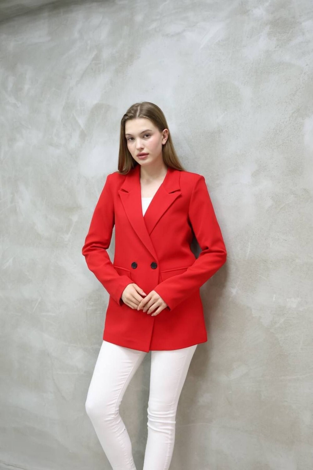 Suxircnhtmts Kadın Tek Düğmeli Blazer Ceket görsel 7