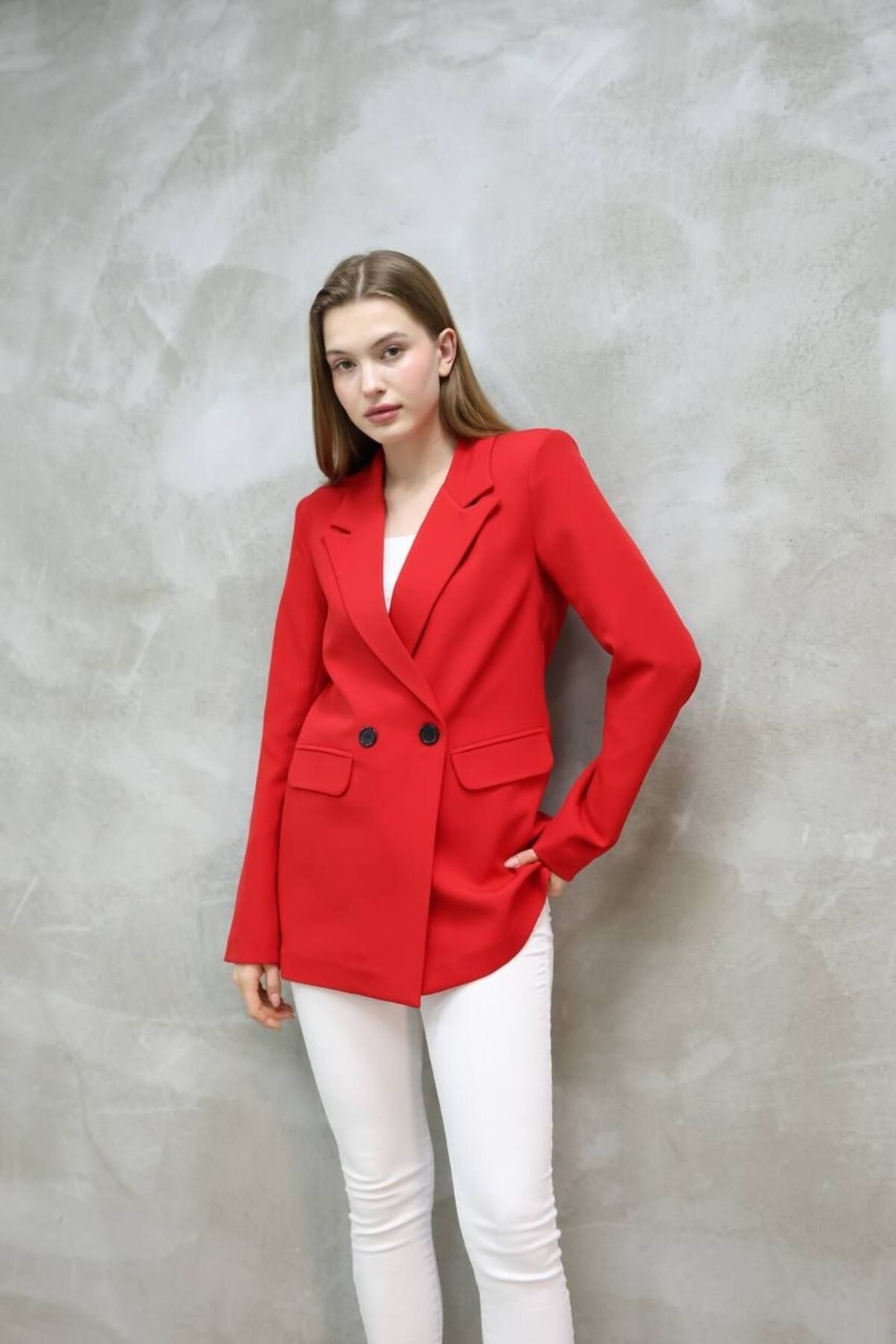 Suxircnhtmts Kadın Tek Düğmeli Blazer Ceket görsel 8