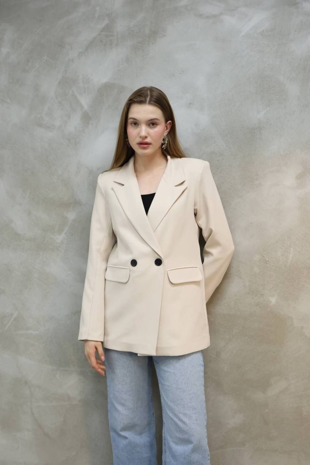 Suxircnhtmts Kadın Tek Düğmeli Blazer Ceket