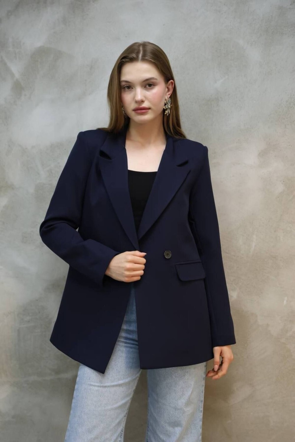 Suxircnhtmts Kadın Tek Düğmeli Blazer Ceket