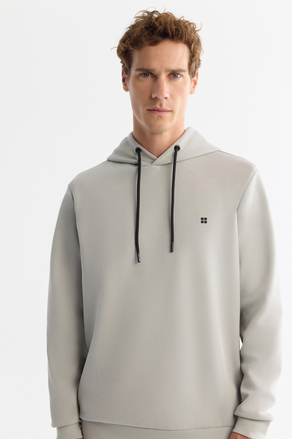 AVVA Erkek Gri Kapüşonlu Esnek Yumuşak Doku İnterlok Kumaş Basic Regular Fit Sweatshirt B001101 görsel 7