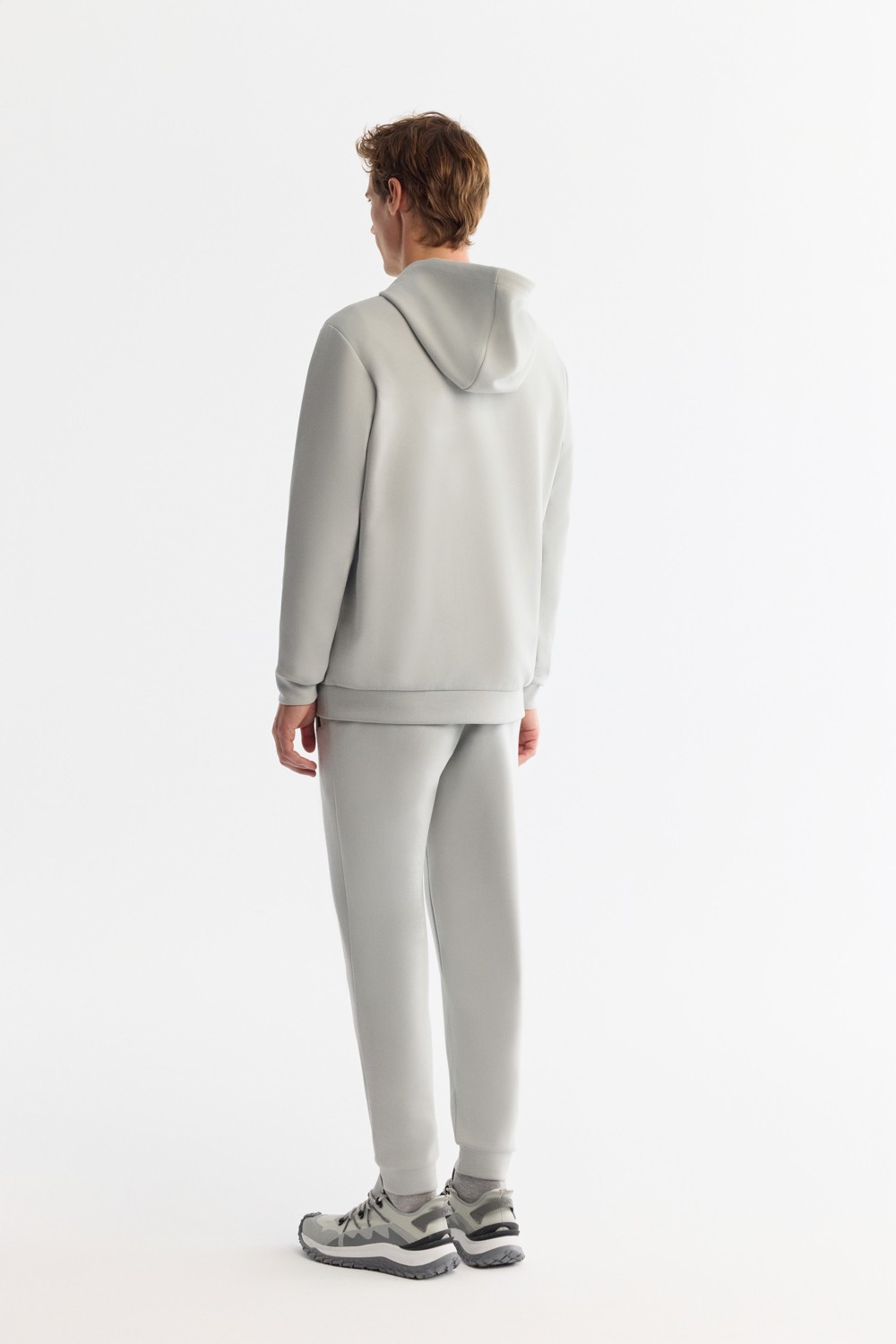 AVVA Erkek Gri Kapüşonlu Esnek Yumuşak Doku İnterlok Kumaş Basic Regular Fit Sweatshirt B001101 görsel 8