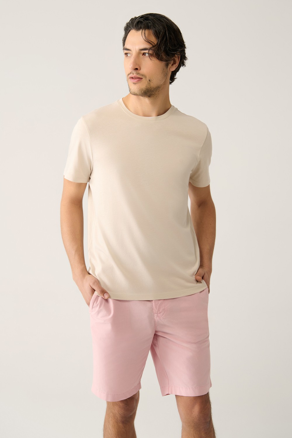 AVVA Erkek Lacivert Bisiklet Yaka Soft Touch Basic Regular Fit T-Shirt B001171