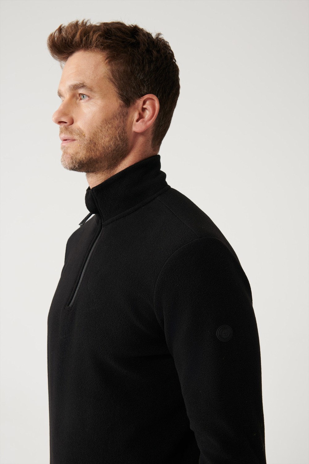 AVVA Erkek Siyah Dik Yaka Fermuarlı Soft Touch Polar Regular Fit Sweatshirt E001068 görsel 8