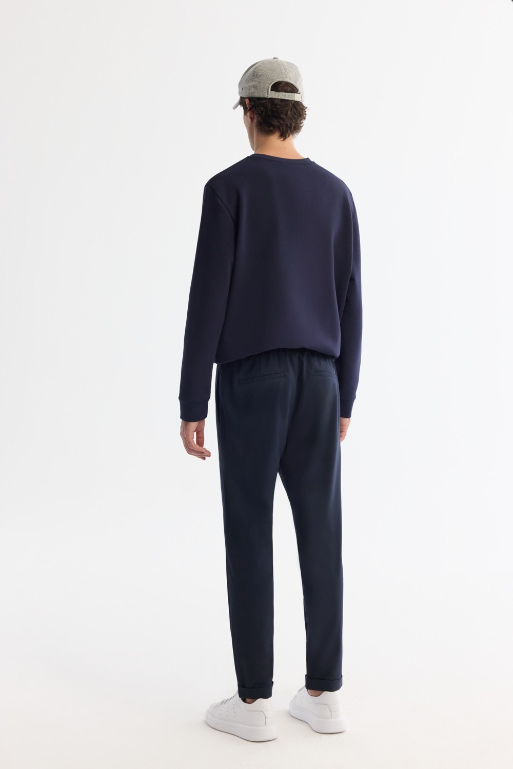 AVVA Erkek Siyah Beli Lastikli Bağcıklı Duble Paça Jogger Relaxed Fit Pantolon E003000 görsel 3