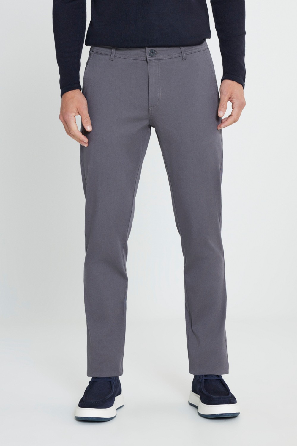 Altınyıldız Classics Erkek Siyah Kanvas Diz İzi Yapmayan Slim Fit Dar Kesim Yan Cep Chino Pantolon