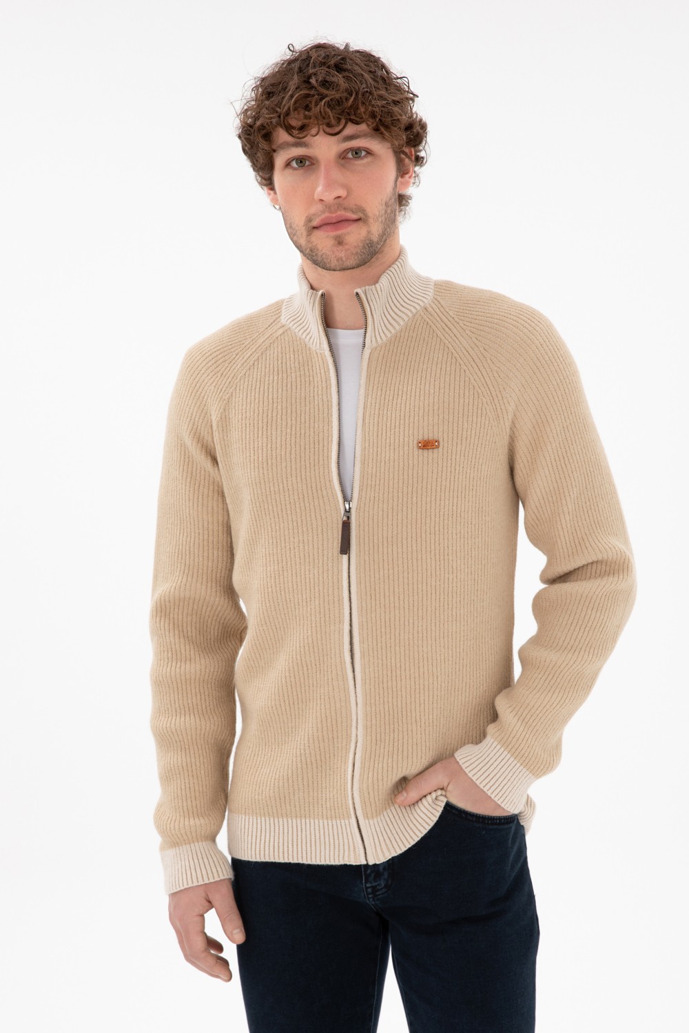 U.S. Polo Assn. Erkek Kum Hırka (Triko) 50297467-VR085