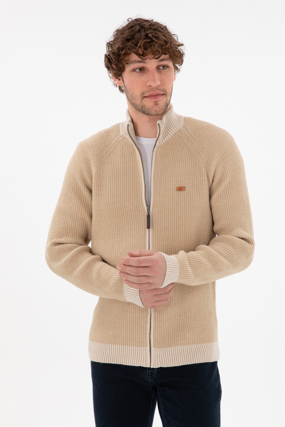 U.S. Polo Assn. Erkek Kum Hırka (Triko) 50297467-VR085 görsel 3