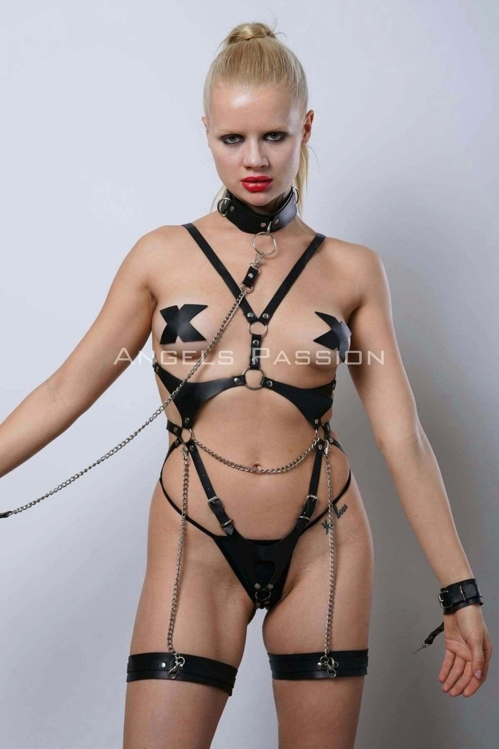 Beruflic Tasmalı Deri Giyim, Deri Kadın Iç Giyim, Partywear - BRF1225 görsel 5