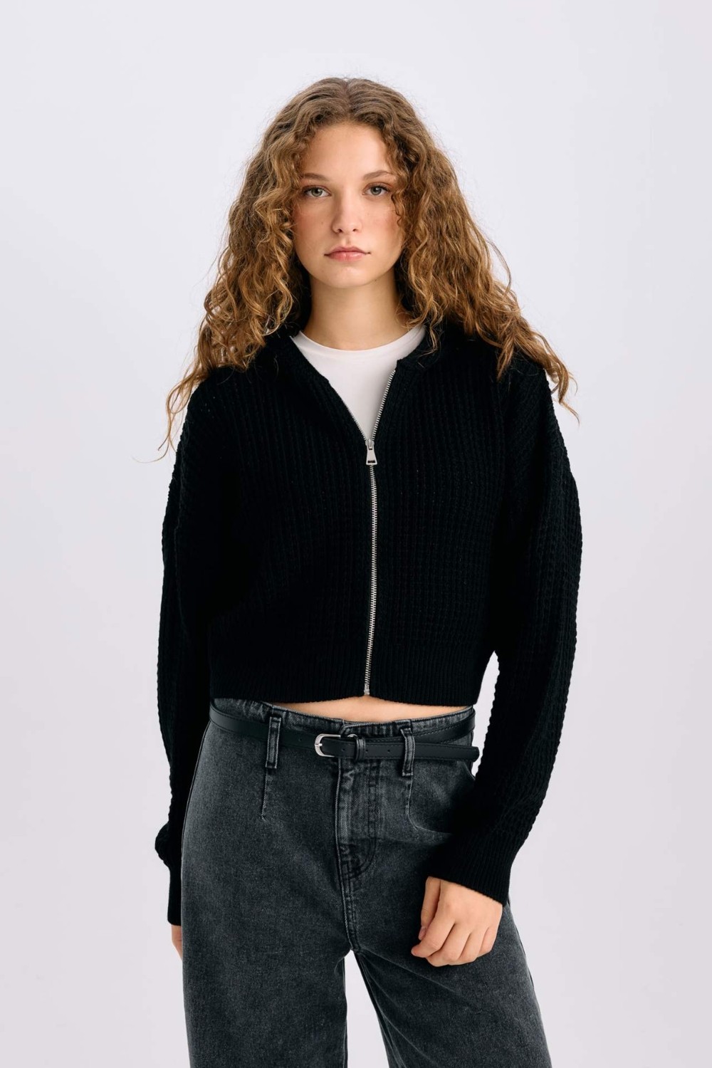 DeFacto Regular Fit Kapüşonlu Fermuarlı Triko Hırka E2269AXNS görsel 4