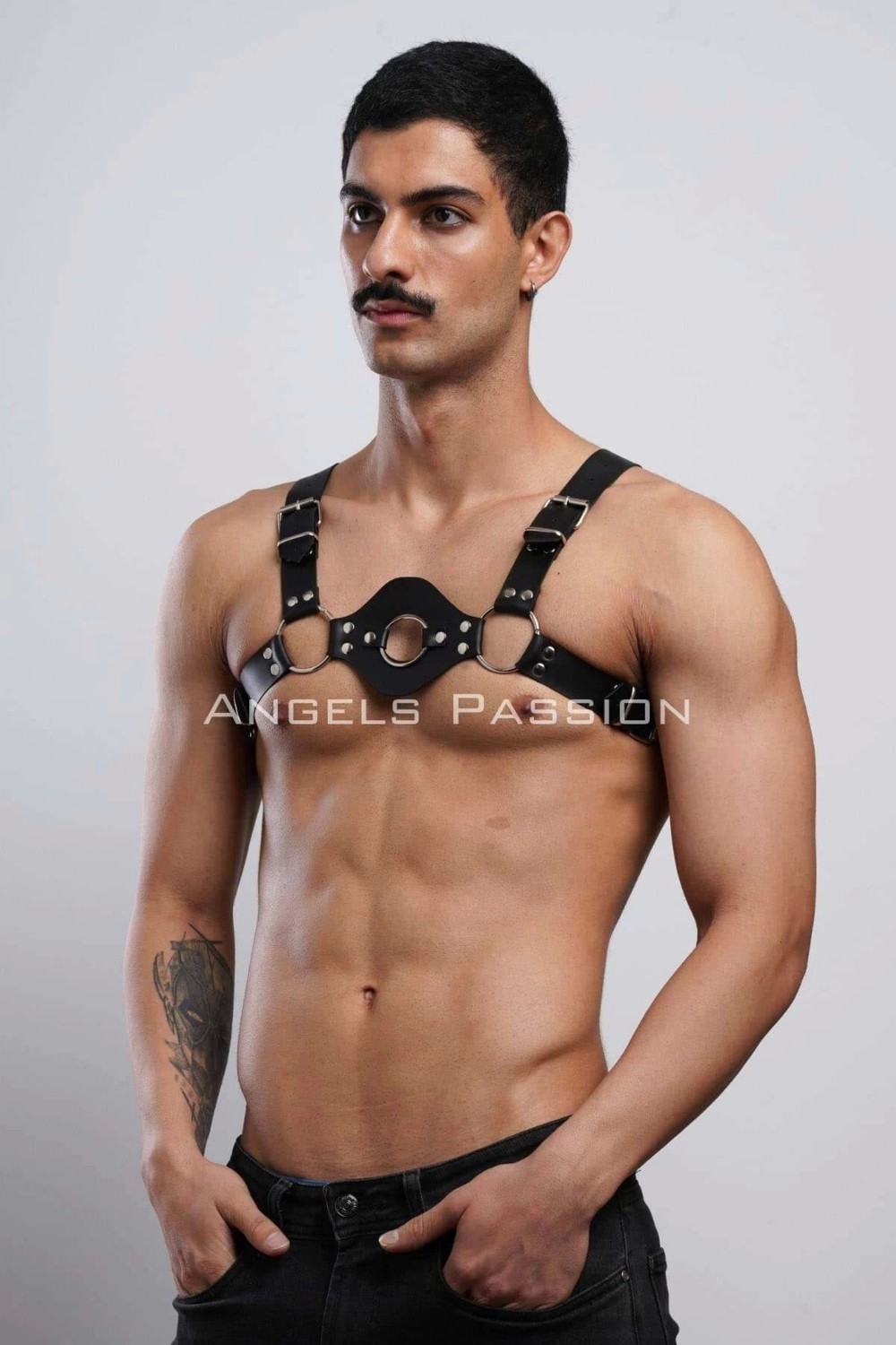 Beruflic Erkek Deri Göğüs Harness, Erkek Deri Iç Giyim, Giyim - BRFM151 görsel 6