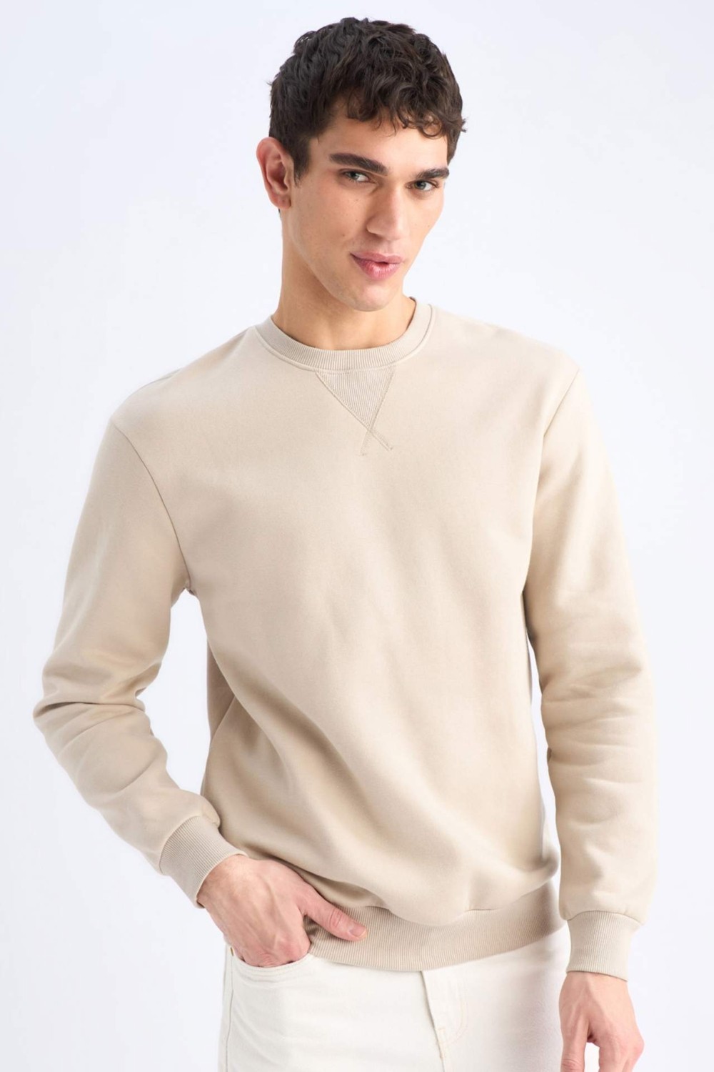 DeFacto Regular Fit Bisiklet Yaka Kalın Basic Düz Sweatshirt T3777AZ25SP